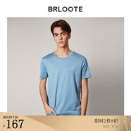 Brloote/巴魯特新疆長絨棉短袖T恤男圓領小白T夏季簡約百搭體恤衫上衣新品 淺藍 185/104A