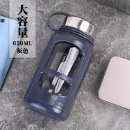 杯鑫格玻璃杯304男士防摔茶水分離大容量泡茶雙層過濾塑玻便攜水杯子 灰色650ml