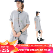 雲(yún)上生活【煙花】簡約休閑彈力繡花連衣裙2025夏T恤裙女L0552 花灰色 L 建議115-130斤  寬松卡碼拍小