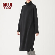 無(wú)印良品（MUJI）女式  天竺 高領(lǐng)連衣裙 女裝長(zhǎng)袖裙子冬季 W9AA875 黑色 M-L （165/88A）
