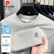 皮爾卡丹（pierre cardin）2025夏季新款短袖t恤男士圓領無痕冰絲涼感寬松上衣半袖體恤衫 短袖25269淺灰 XL 推薦【130-155斤】