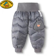 G.duck寶寶羽絨褲子2025新款嬰幼兒童褲子冬裝休閑高腰外穿保暖褲萌趣潮 灰花色 90cm可開(kāi)檔