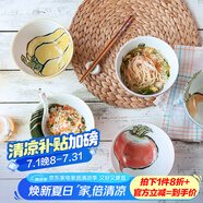 美濃燒（Mino Yaki） 繪手紙面碗日式和風(fēng)蔬菜大碗釉下彩味千拉面碗日本進(jìn)口餐具 黃椒小碗