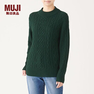 無印良品 MUJI 女式 阿蘭圖案 高領(lǐng)毛衣 長(zhǎng)袖針織衫女款冬季W(wǎng)9AA874 綠色 M (160/84A)