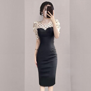 其他的  THE OTHER后媽裙修身包臀連衣裙輕奢高級感夏季女裝黑色法式高級感歐根紗波 圖片色 S 均碼