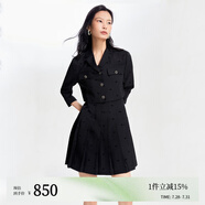 VEROMODA連衣裙24秋新款單排扣外套植絨百褶裙真兩件32447C015 黑色 175/92A/XL