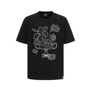 GOODBRAND2025SS綻放之花手繪和平花卉時尚圓領(lǐng)短袖T恤男女同款百搭體恤潮 黑色 S