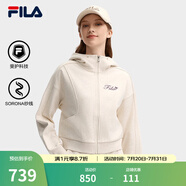 FILA 斐樂官方短款外套女秋季新款時尚刺繡開衫衛(wèi)衣夾克上衣 奶酪花灰-LM L