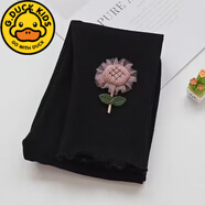 G.DUCKKIDS女童加絨打底褲兒童秋冬外穿保暖長(cháng)褲寶寶中小童一體加厚褲子2024 春秋款立體花朵打底褲：黑色 130 y建議身高115-125cm5-6歲