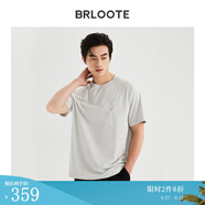 巴魯特（Brloote）男士短袖涼感索羅娜不規(guī)則圓領(lǐng)輕運動T恤衫男 淺灰 170