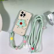 華強北優(yōu)選創(chuàng  )意個(gè)性薄荷花支架四角帶孔手機殼斜挎掛繩Pura70適用蘋(píng)果iPhone 四孔手機殼支架短繩長(cháng)繩四 iPhone16
