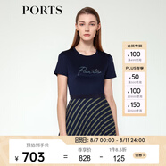 PORTS寶姿女裝春夏新品字母簡約短袖T恤ALM8N007MWB021 丈青 XXS