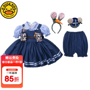G.DUCKKIDS朱迪兔子警官女童連衣裙夏季兒童洛麗塔公主裙女寶寶生日禮服裙子 帽子+發(fā)箍+腰帶+包包 100 尺碼2~3歲【 90-100cm】