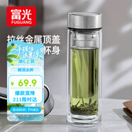 富光尊爵玻璃杯 男女士雙層水杯 高硼硅玻璃 304茶隔杯子泡茶杯300ml