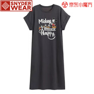SNYDER WEAR2025年夏季新款女裙洋氣短袖寬松字母女連衣裙長(zhǎng)裙大碼時(shí)尚T恤裙 深灰裙 M 建議【80-100斤】