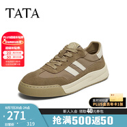 他她（TATA）男士阿甘男鞋復(fù)古德訓(xùn)鞋男運(yùn)動(dòng)休閑鞋厚底板鞋小白鞋PCB01AM3 QDR01AM4卡其/白 43