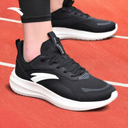 安踏運動(dòng)鞋男鞋子男士秋冬季款皮網(wǎng)面拼接軟底輕便減震跑步訓練徒步鞋 【網(wǎng)革拼接】黑-4 42.5
