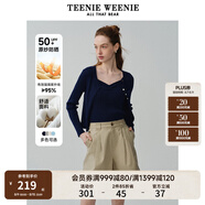 Teenie Weenie【原紗防曬】小熊淑女白色毛衣針織開衫長袖打底衫女空調(diào)衫 藏青色 S (160)