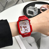 樂諾（LENUO）樂諾新年紅色電子風(fēng)iwatch8表帶蘋果手表applewatch6手表帶感s8可愛新 電子風(fēng)-新年紅 41mmiwatch78送膜透明套