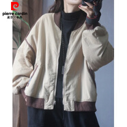 皮爾卡丹（pierre cardin）品牌專柜撤柜韓國(guó)加厚夾棉棉衣棒球領(lǐng)拉鏈棉服 卡其色 M 【95-120斤】