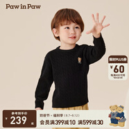 PawinPaw卡通小熊童裝秋冬新款男女童圓領(lǐng)毛衣學(xué)院風(fēng)舒適拜年過(guò)年 Black黑色/19 90 cm