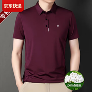 勁霸品牌男裝短袖t恤夏季薄款桑蠶絲無(wú)痕中年商務(wù)休閑翻領(lǐng)polo衫 D2297 酒紅 2XL 180【適合155-170斤】