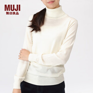 無(wú)印良品 MUJI 女式 天竺 高領(lǐng)毛衣 W8AA871 秋冬長(zhǎng)袖針織衫 米白色 M