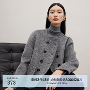 迪賽尼斯（DESIGNICE）羊駝毛短款雙面呢大衣冬季新款羊毛小香風(fēng)深灰毛呢外套女 深灰 S