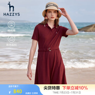 哈吉斯（HAZZYS）女裝 夏款學院風甜美時尚連衣裙AQWSE03BX03 酒紅色WN XL (170/92A 42)