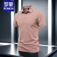 羅蒙（ROMON）商務(wù)修身t恤男polo衫夏季半袖透氣翻領(lǐng)戶(hù)外寬松休閑速干半袖上衣 粉色 M 體重100-120斤