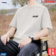 FEAE官方品牌純棉短袖T恤男2025年夏季冰絲刺繡透氣時(shí)尚半袖上衣男 丁香灰 【Y】 5XL 【建議190-210斤】