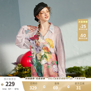 兩三事設計感小眾薄款襯衫女夏季梵高油畫(huà)風(fēng)雪紡防曬衫花野芳菲 淺紫色 S