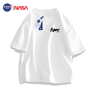 NASA GISS官方潮牌聯(lián)名t恤男夏季寬松休閑圓領百搭印花五分短袖 白色 XL 
