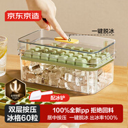 京東京造 冰塊模具 冰格制冰凍冰盒冰塊制作神器 配冰鏟（雙層60粒）