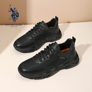 美國馬球協(xié)會（U.S.POLO ASSN.）休閑男鞋2025夏季新款透氣運(yùn)動皮鞋男軟底跑步運(yùn)動商務(wù)休閑鞋子男 黑色【緩震回彈+透氣通風(fēng)】 38 標(biāo)準(zhǔn)皮鞋碼-