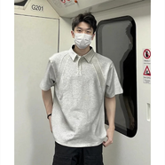 7家優(yōu)品 短袖t恤男士夏季新款太空棉polo衫美式重磅正肩寬松半袖上衣男 CQS-873灰色 L