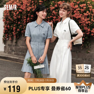 森馬（Semir）連衣裙女翻領(lǐng)長(zhǎng)裙文藝溫柔系夏季收腰百褶襯衫裙109324114009