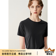 顏域簡(jiǎn)約純色短袖T恤女夏裝新款時(shí)尚氣質(zhì)ol通勤直筒顯瘦上衣 黑色 L