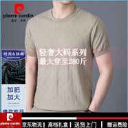 皮爾卡丹（PIERRE CARDIN）高端半袖冰絲t恤加肥加大碼圓領(lǐng)短袖T恤男夏季中年寬松針織體恤衫 高端牛油果綠【現(xiàn)貨速發(fā)】 XL 【130-150斤】