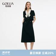 歌莉婭女裝連衣裙夏裝新品假兩件氣質(zhì)淑女miu系蝴蝶結(jié)制服裙子1E3R4K850 00B黑色 L