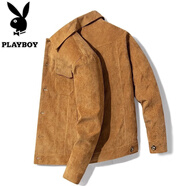 花花公子（PLAYBOY）夾克男外套男士秋冬季上衣服外衣中青年商務時尚春秋翻領 棕色 常規(guī) M （110斤-120斤）