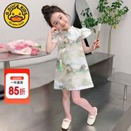 G.DUCKKIDS童裝女童連衣裙夏季2023新款兒童旗袍裙中小童唐裝禮服裙女孩裙子 山水畫旗袍裙 110 尺碼4~5歲【100-110cm】cm