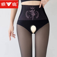 雅鹿小個(gè)子開(kāi)檔連褲襪秋冬季水光襪光腿神器加絨打底褲絲襪女肉色高腰 200克薄絨黑透膚 開(kāi)襠款 M 均碼-身高156-168C-踩腳