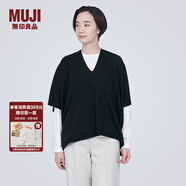 無(wú)印良品（MUJI）女式 羊毛 可水洗 高針距 斗篷毛衣 V領(lǐng)針織衫秋冬女款 BA1NAA3A 黑色 L（165/88A）