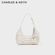 CHARLES&KEITH復古褶皺蝴蝶結單肩腋下包生日新年禮物送女友CK2-40271626 Cream奶白色 S