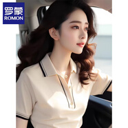 羅蒙（ROMON）短袖t恤女2025夏季新款洋氣短袖減齡polo衫通勤體恤上衣女 白色 L