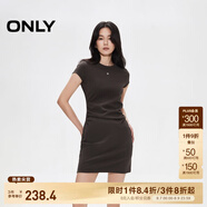 ONLY2025春季新款金屬裝飾收腰捏褶短裙T恤裙連衣裙女|125161021 E09土質(zhì)棕色 L