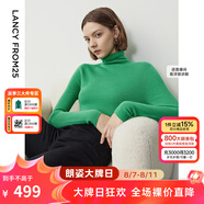 朗姿【王楚然同款】純羊毛高領(lǐng)針織衫春冬內(nèi)搭打底上衣曠野美拉德 深薄荷綠色 M