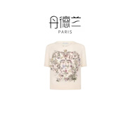 丹德蘭2025新款短袖針織衫女套頭圓領(lǐng)小香風(fēng)提花毛衣打底衫-5270 白色 S （85-105）