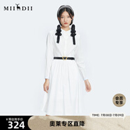 謎底2022秋季新款純棉復(fù)古印花收腰連衣裙女228ML6158 本白花 S